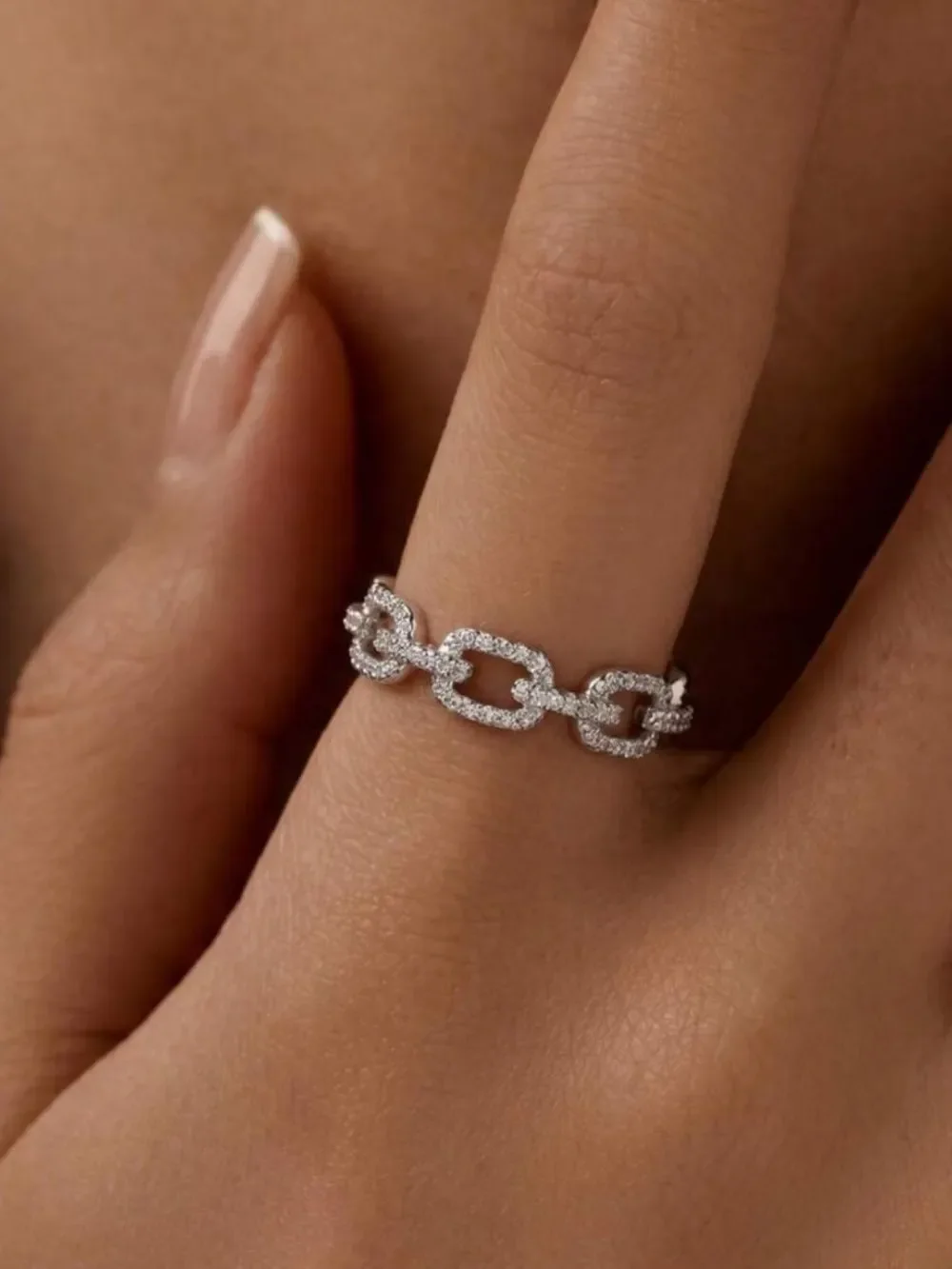 Link chain silver ring N36